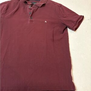 Rag & Bone Womens Short Sleeve Polo Shirt Maroon Sz SP Pickleball Golf Tennis